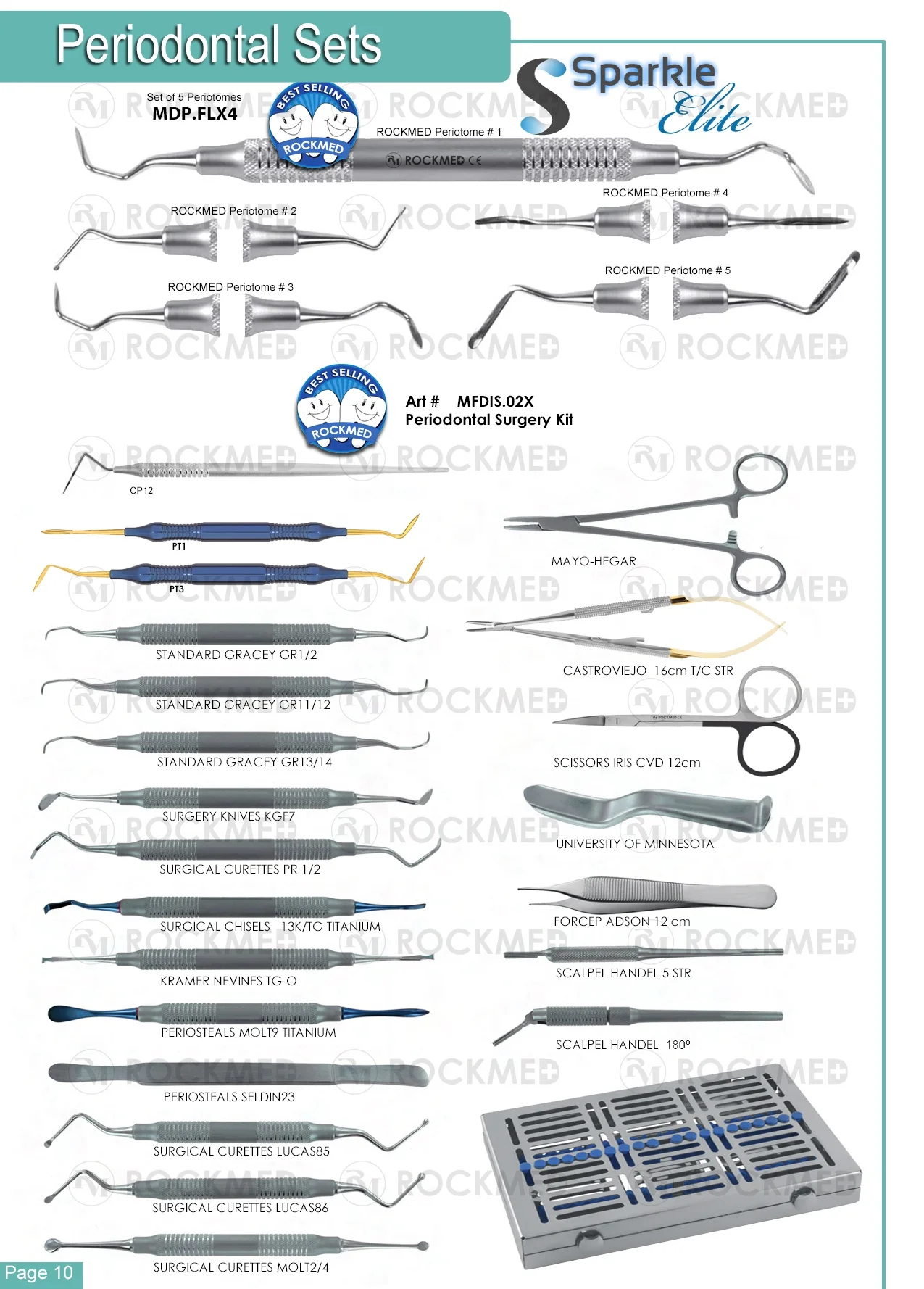 Набор стоматологических пародонтальных инструментов с кассетой
