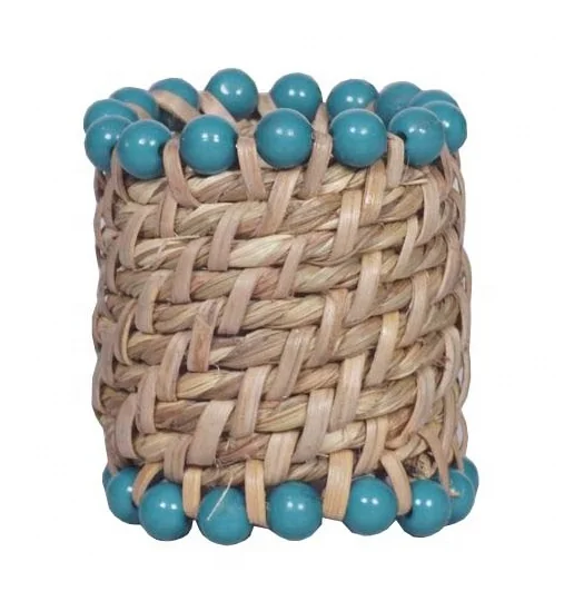 LATEST COLLECTION RUSTIC JUTE COLOR BEADS NAPKIN RING BEST USE FOR HOUSE AND HOTEL PARTIES NAPKIN RING