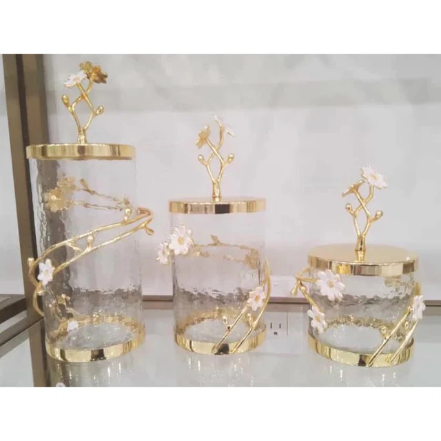 Metal Glass Canister Modern Designer Food Sealed Canister Metal & Glass Kitchen Canister Home Decor Jars