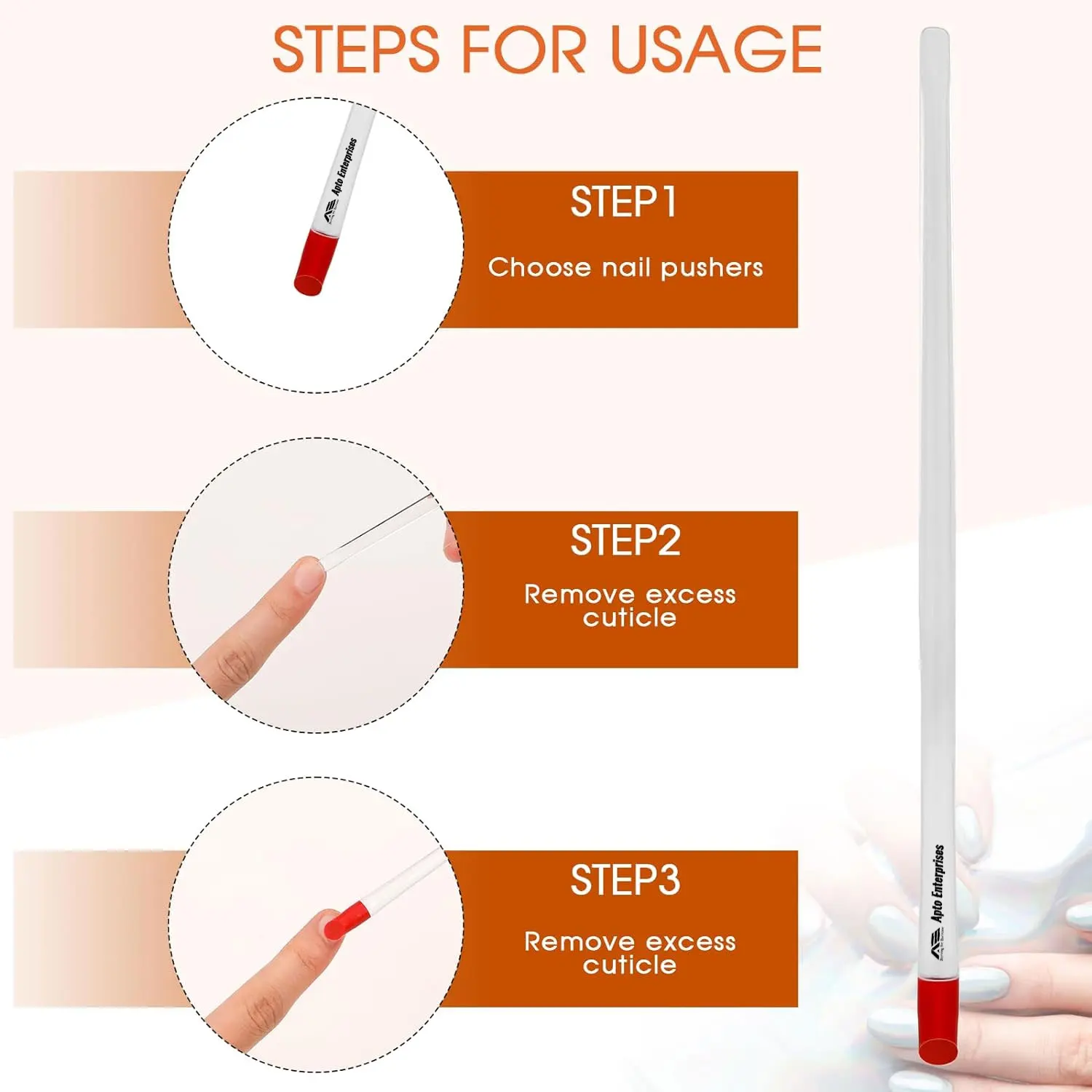 17 Cm Rubber Cuticle Pusher Cleaner Red Hard Rubber End Tipped Nail Art Tool Cuticle Pusher Cleaner and Professional