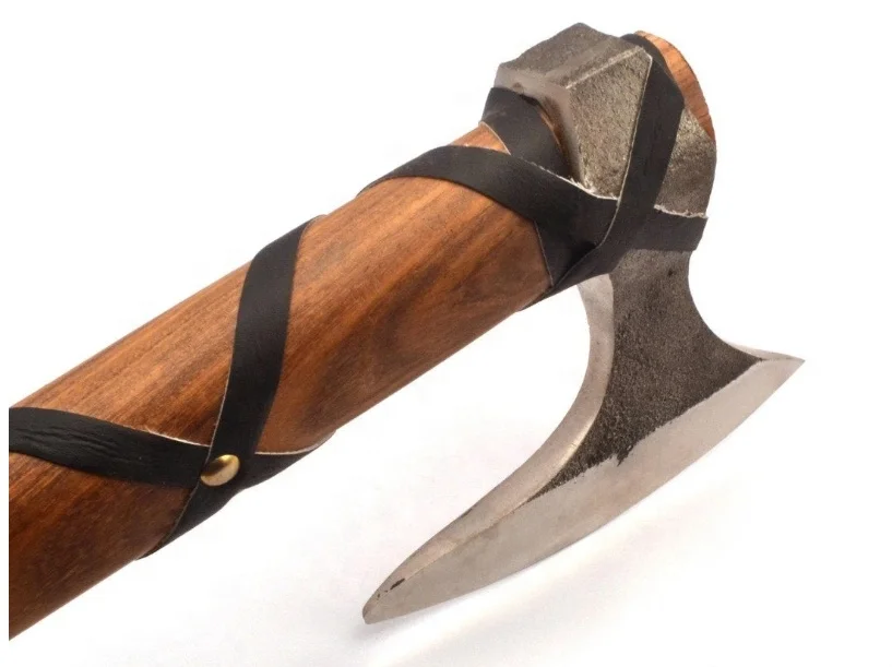 Красивый стальной топор Tomahawk ручной работы на заказ боевой с острыми краями и розовым деревом кожаным футляром