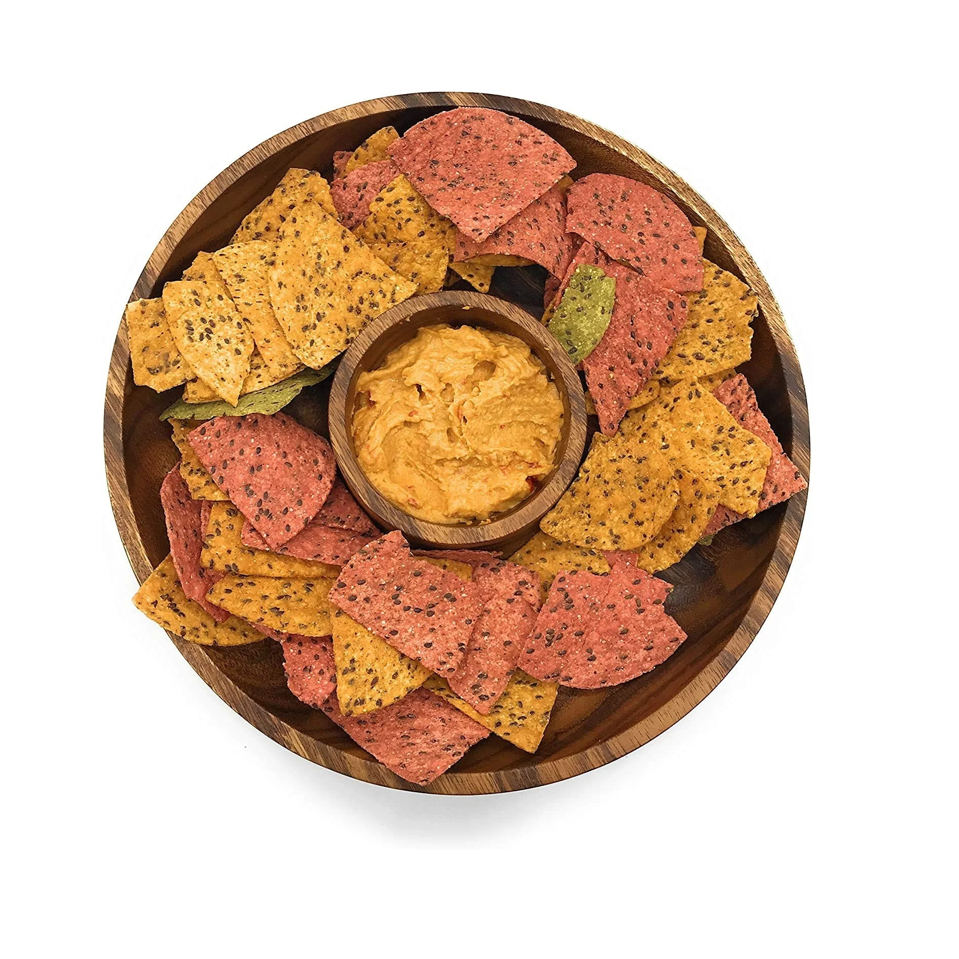 Acacia Wood Chip and Dip Specialty Salsa Bowl Plate Tray wooden tray for kitchen decoration