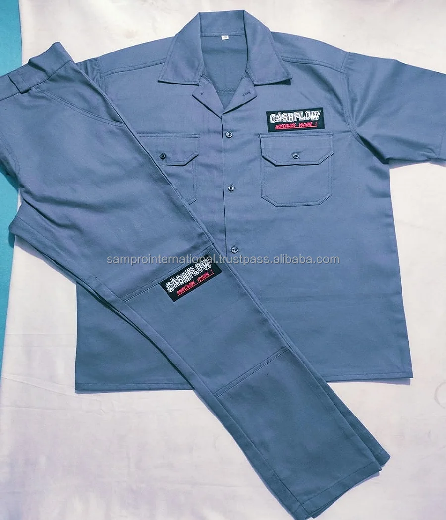 Wholesale new Arrival Custom cotton polyester workwear dickie suit for men Working Uniform 2 Piece pant work shirt outfits set