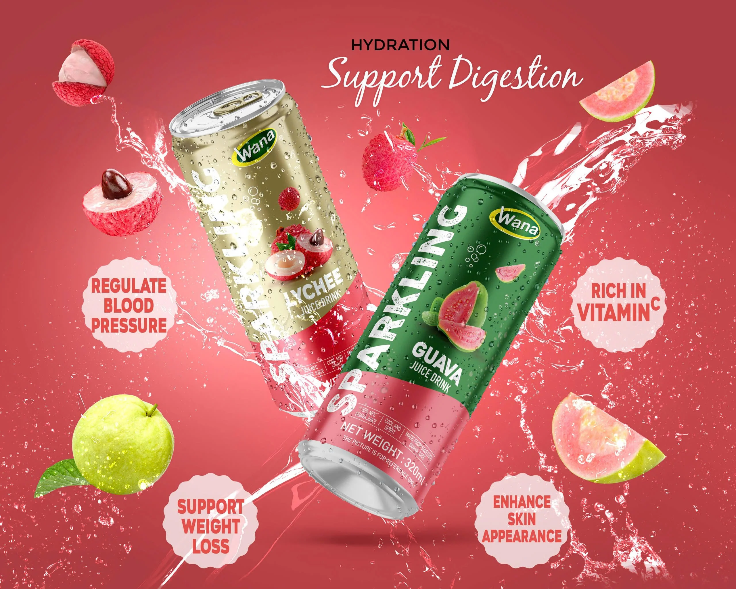 Wholesaler OEM Sparkling Lychee Juice Drink 320ml Alu Can from Vietnam Beverage Manufacturer Fruit & Vegetable Juice
