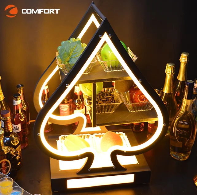 Vip Service Led Bottle Presenter Holder Ace Of Spades Fruit Dish Tray Bottle Presenter For Ktv