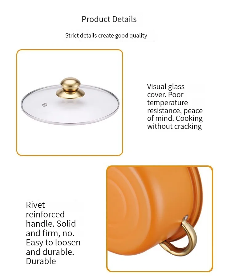 Home Cooking Stainless Steel 10pcs Cookware Set Golden Handle Custom Pots And Pans Cooking Pot Set