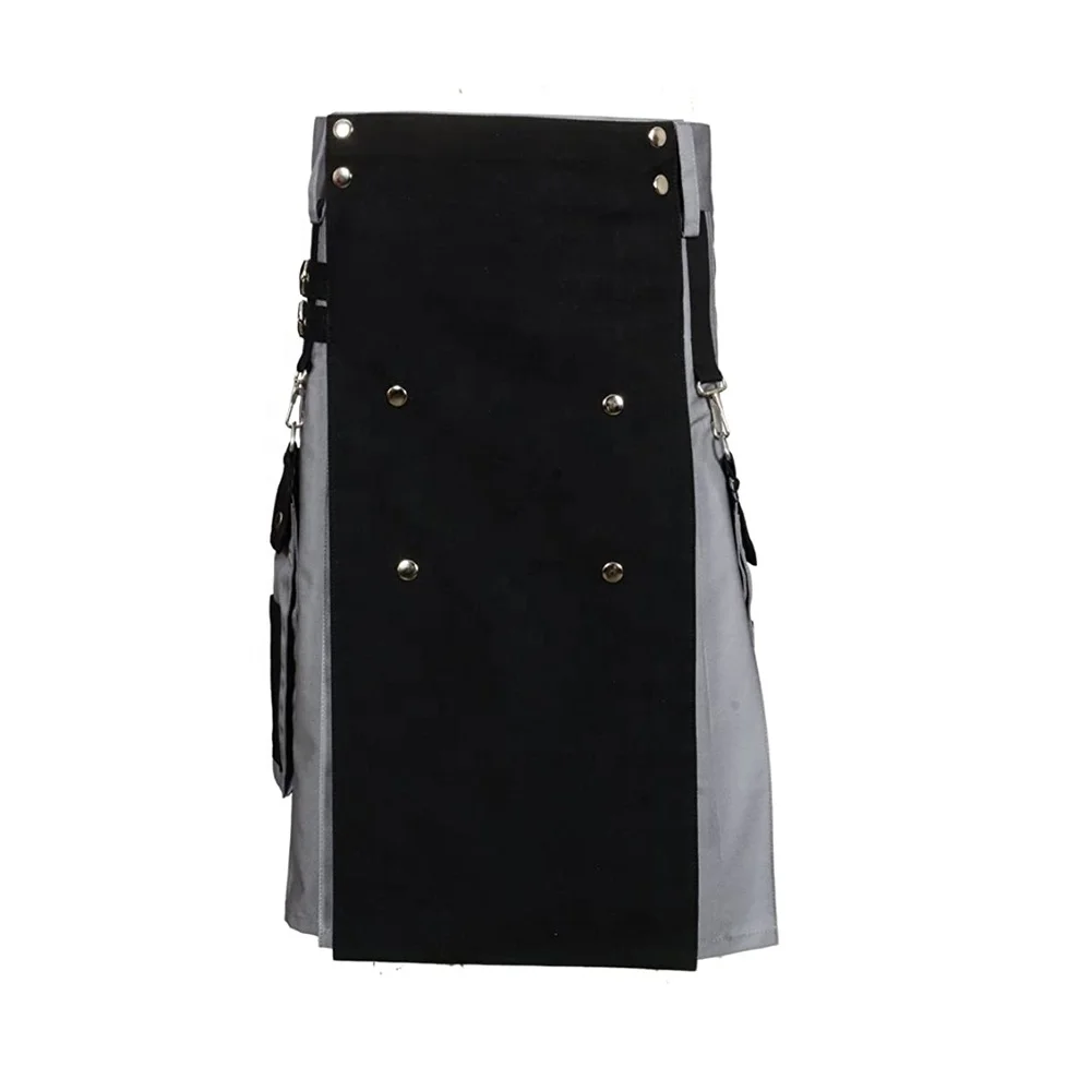 Mens Scottish Kilt Traditional Highland Dress Skirt Kilts Tartan Plaid Skirt Dress Gordon Tartan Black and Gray Color
