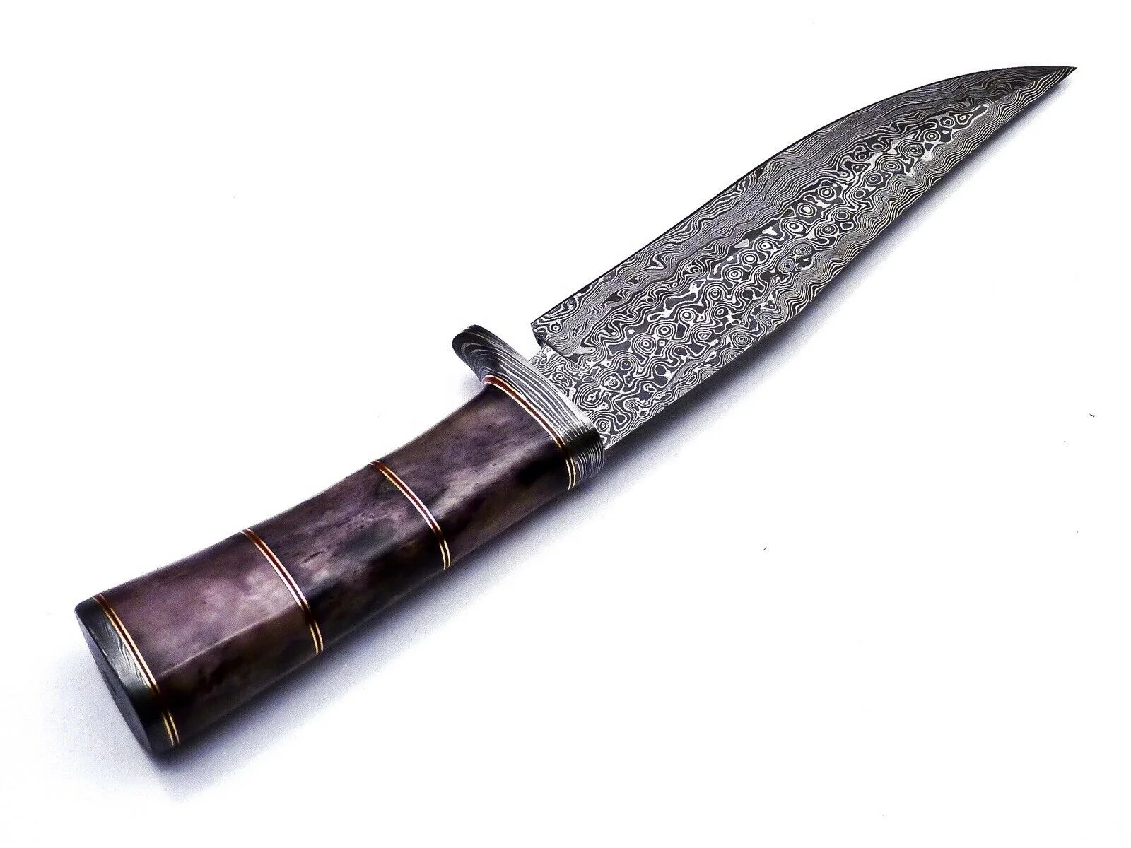 Handmade Damascus Steel Bowie Knife with Custom Hammer Forged Blade Fixed Multi-Use Knife with Bone Handle Hunting OEM Support