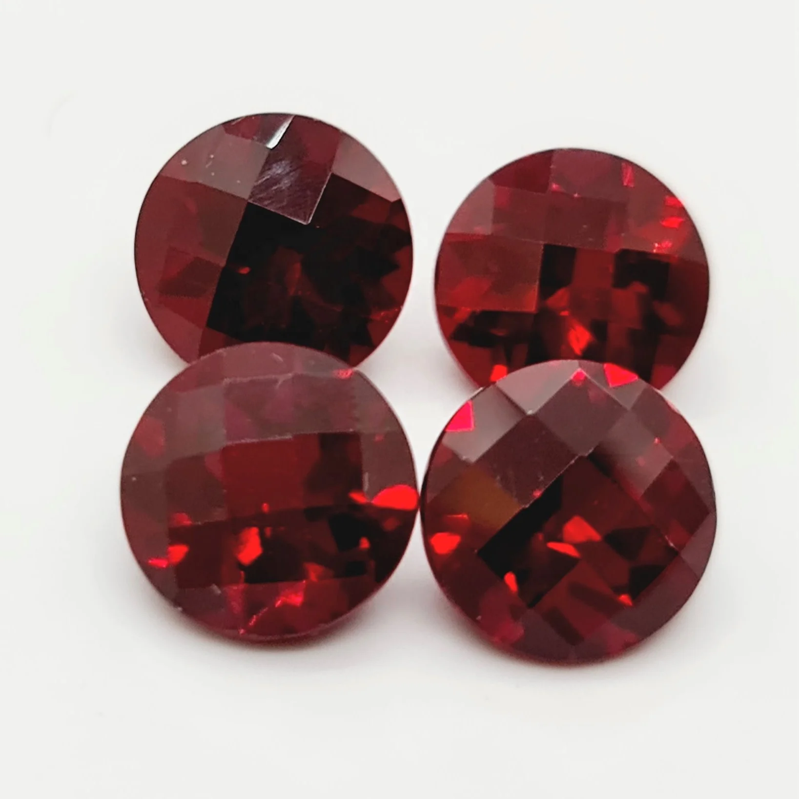 Created Ruby Loose Gemstone Checkerboard Cut Custom Cut in calibrated sizes on order basis