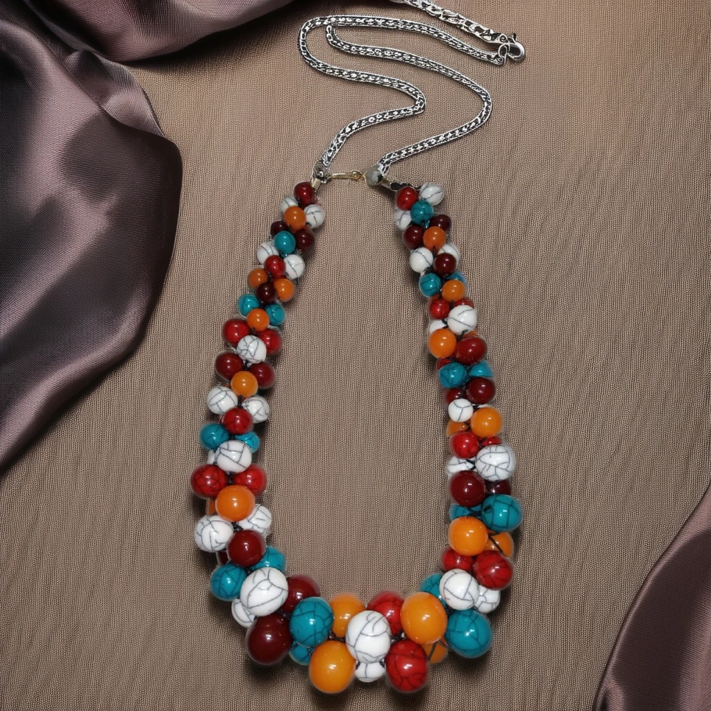 New Fashion Classic Flower-Shaped Resin Bead Pendant Necklace for Parties