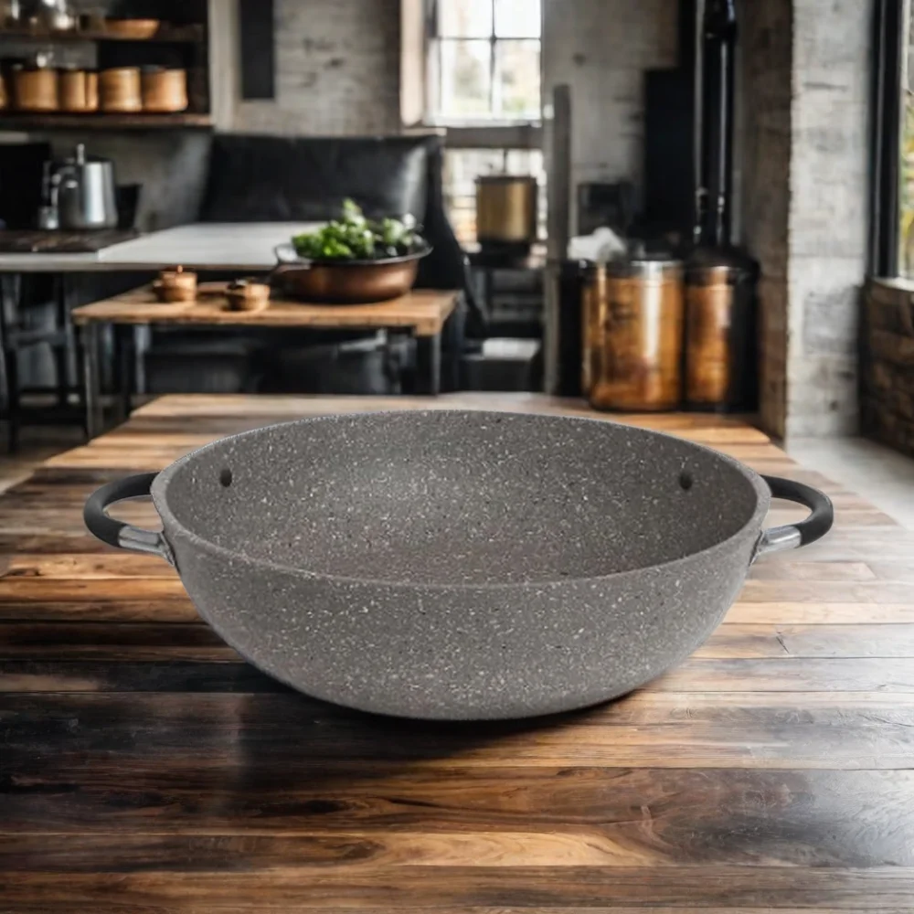 Italian-Made Aluminium Non-Stick Saute Pan High Quality Extra High Thickness Stone Effect Cookware Energy-Saving Home Induction