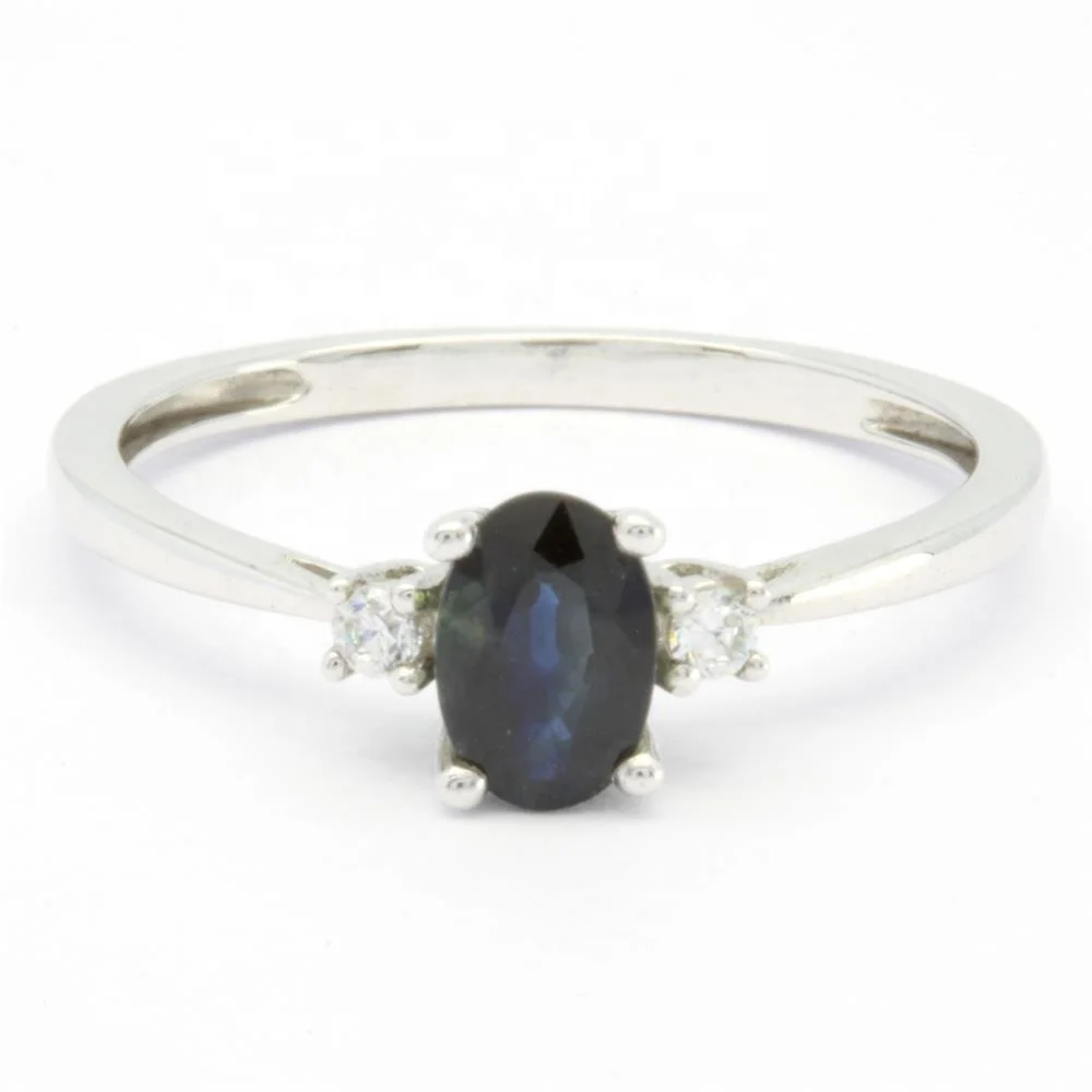 Factory Custom Made Blue sapphire ring 18K 14K 9K White Gold Anniversary Diamond Rings with Sapphires