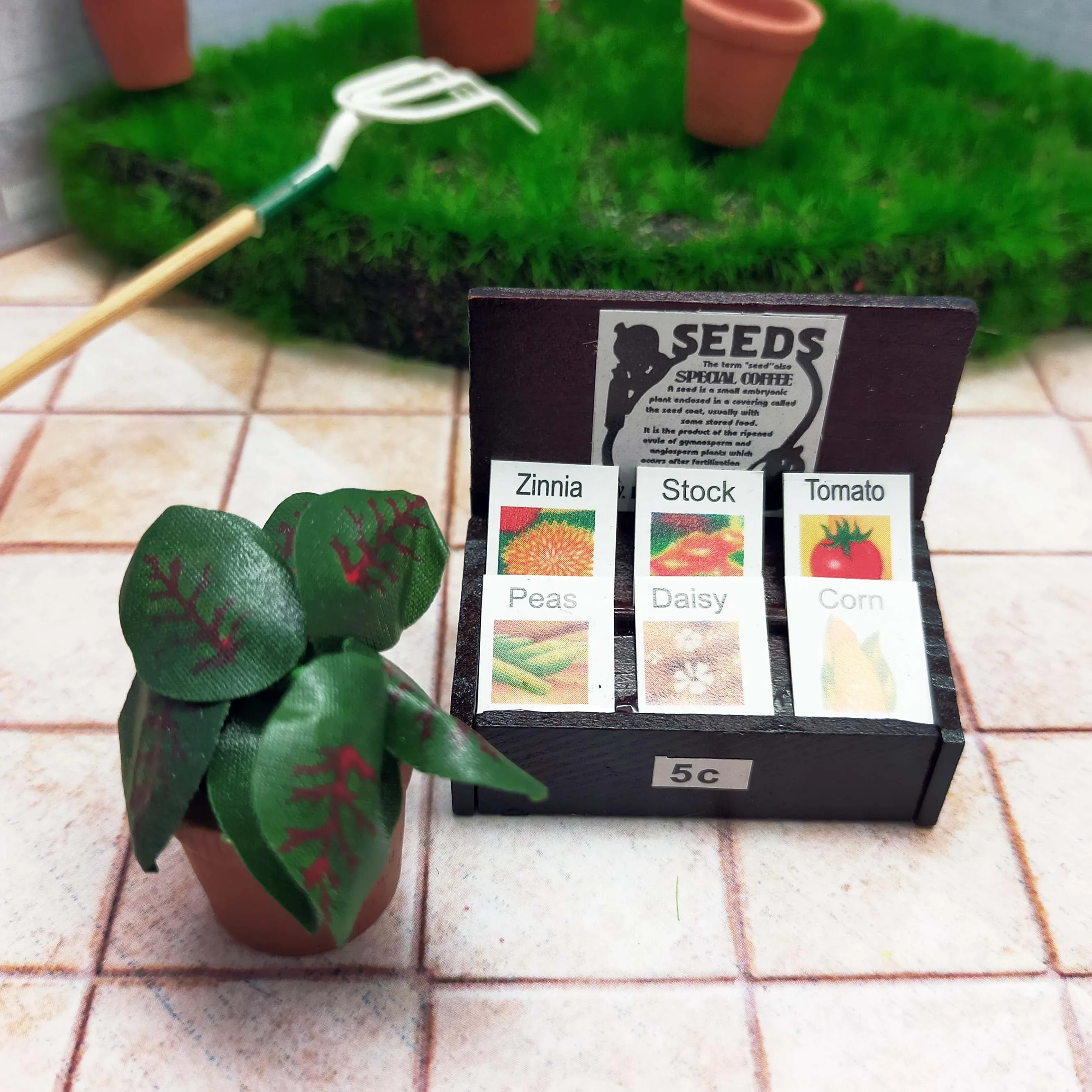 Dollhouse miniatures 1: 12  accessories plant flower gardening tools seeds  wrokshop