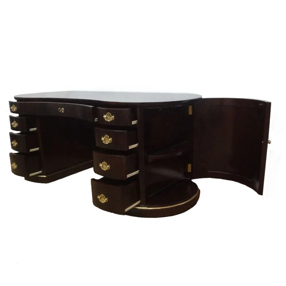 Wooden President Table French Style Executive Writing Desk Designed for Interior of Antique Reproduction Office Furniture