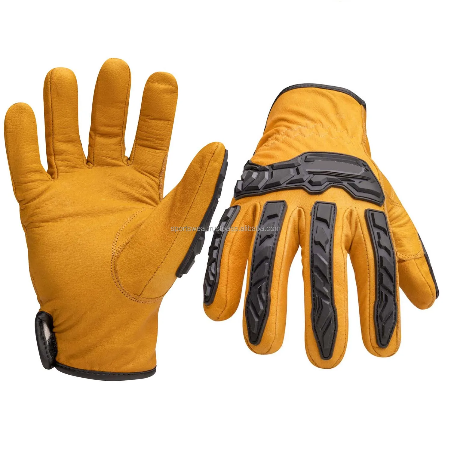 Resistant Impact Leather Driver Gloves Customize Design Cut Level 5 TPR Impact Leather Safety Gloves