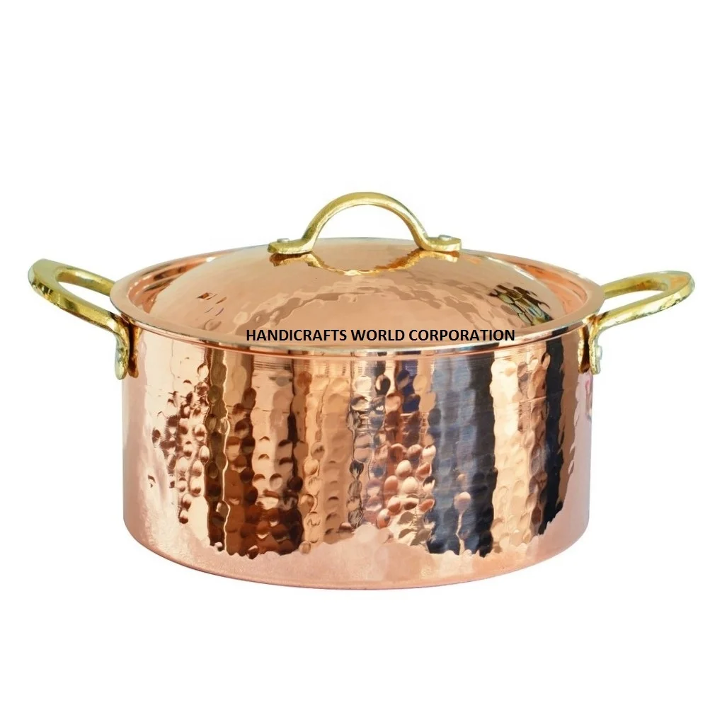 Copper Hot Pot Hammered Design Luxury Style Handmade Copper Pot Modern Design Food Hot Pot For Hotel Wedding Home Usage