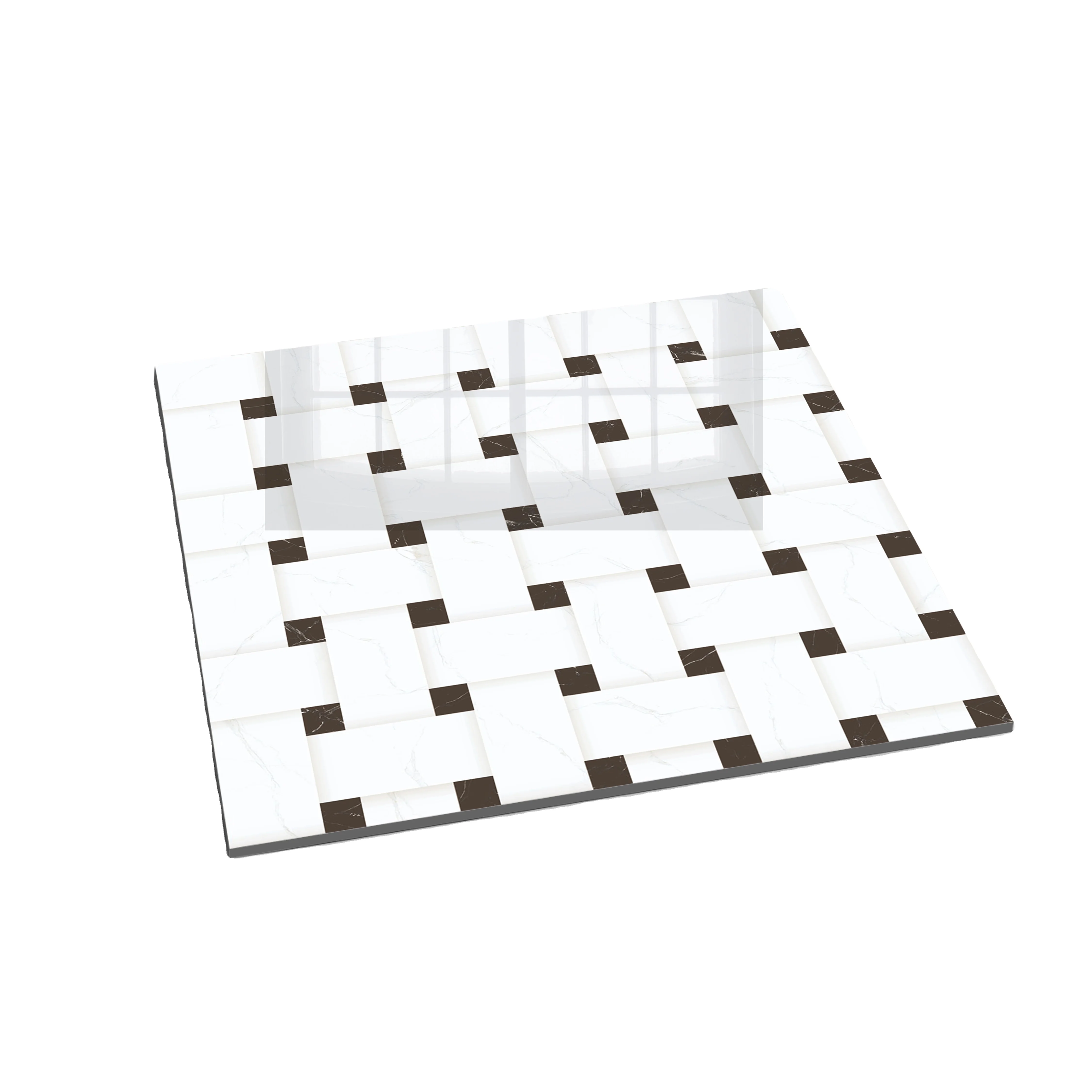 600mm*600mm 8.2mm Impressive Look Onyx Black Marble Look White Digital Glazed Porcelain Floor Tiles Durable acid resistant