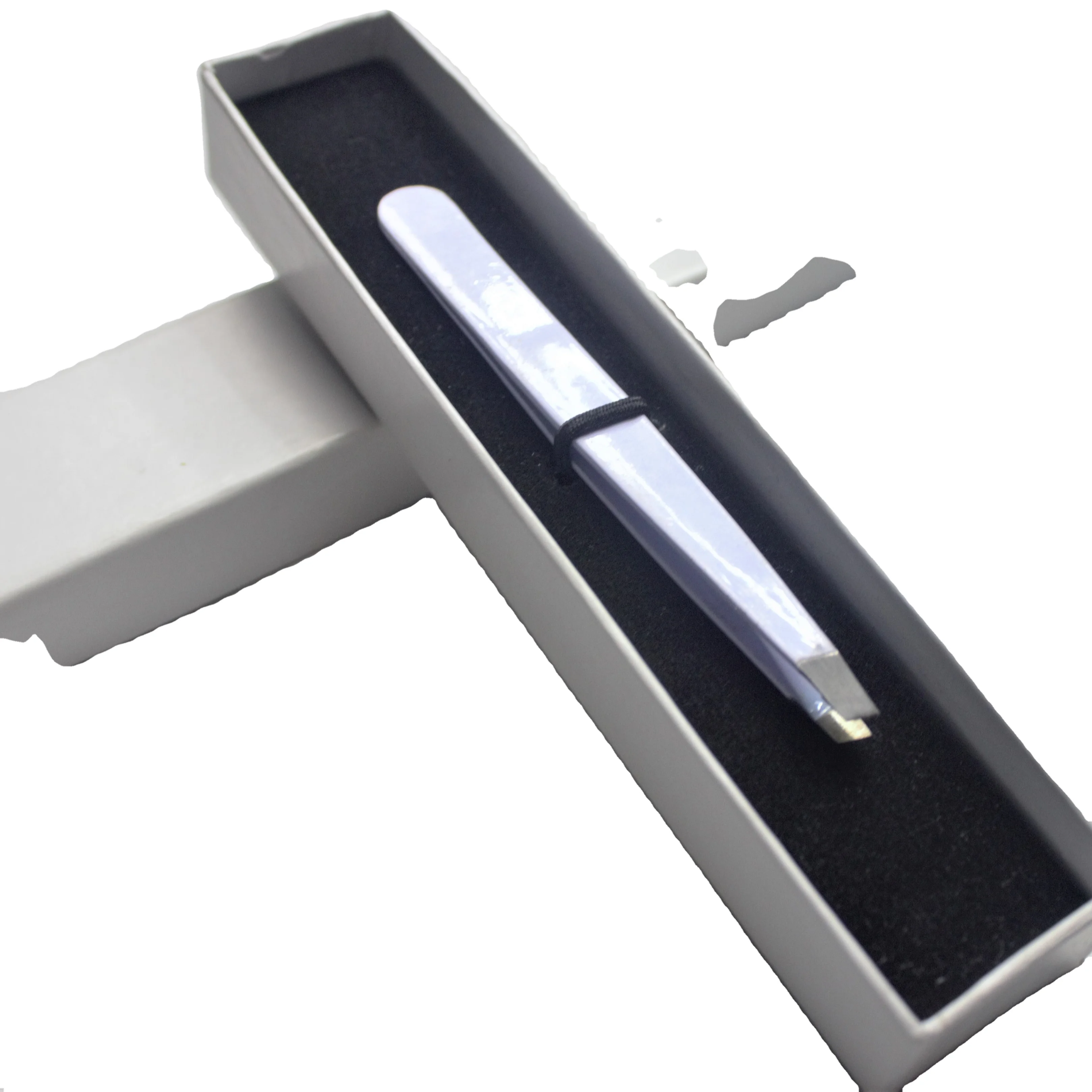 Beauty Care Fine Tip Hair Remover Eyebrow Tweezers Pluckier Puller Slanted White Color Powder Coating Stainless Steel CE