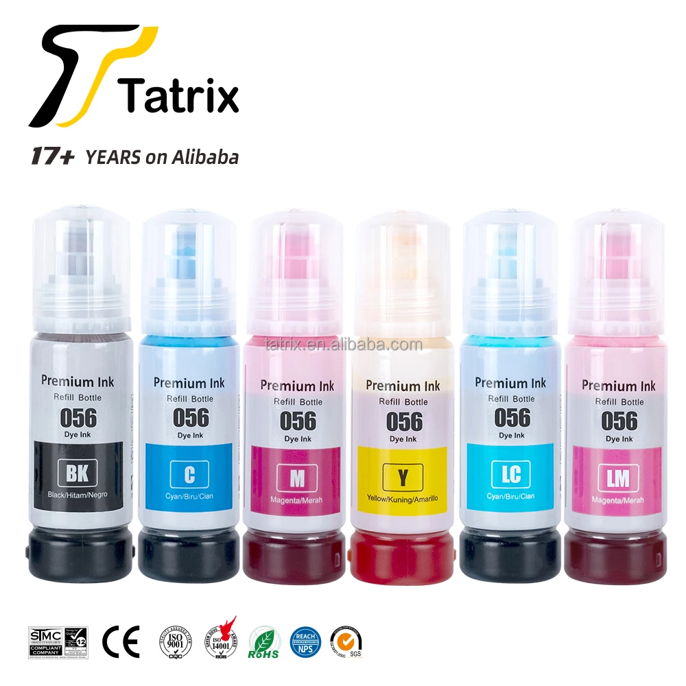 Tatrix 056 совместимая с чернилами цветная бутылка на водной основе заправляющая струйные чернила для принтера Epson L8058 L18058