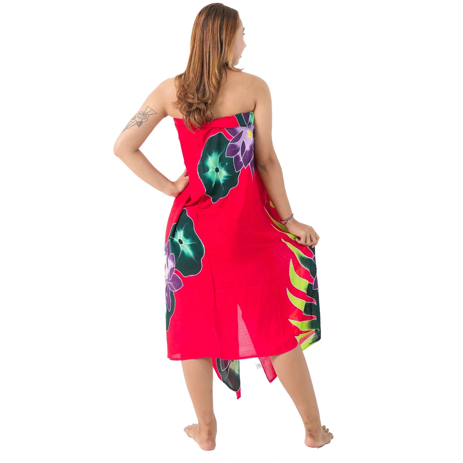 New fashion design Women Beach dress sarongs flower hand painted beach cover up swimwear beachwear manufacture from Indonesia