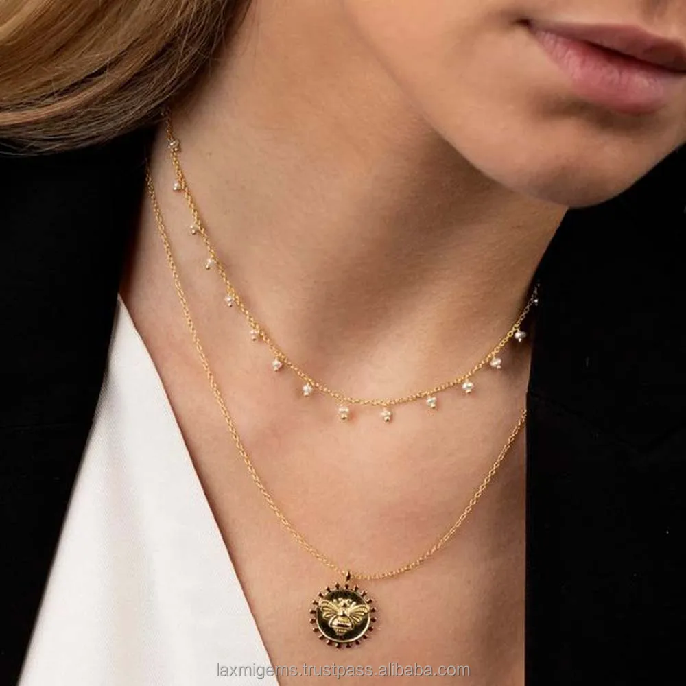 925 Sterling Silver Freshwater Pearl Necklace Chic Pearl Choker with Diamond Main Stone Elegant Gemstone Chains in Gold Silver