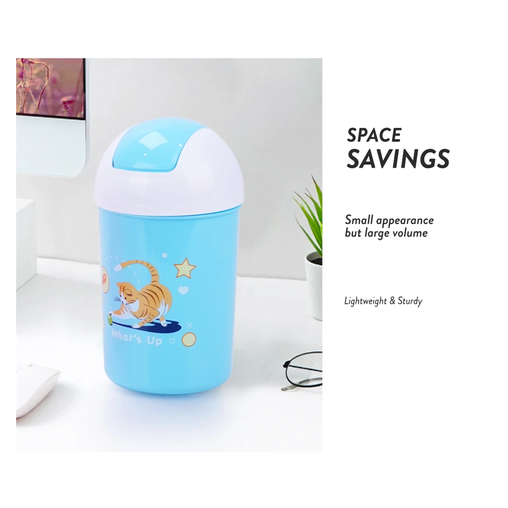 Elianware Office Usage Hand Swing Pedal  Rolling Cover Rubbish Bin Trash Bin Waste Bin Dustbin