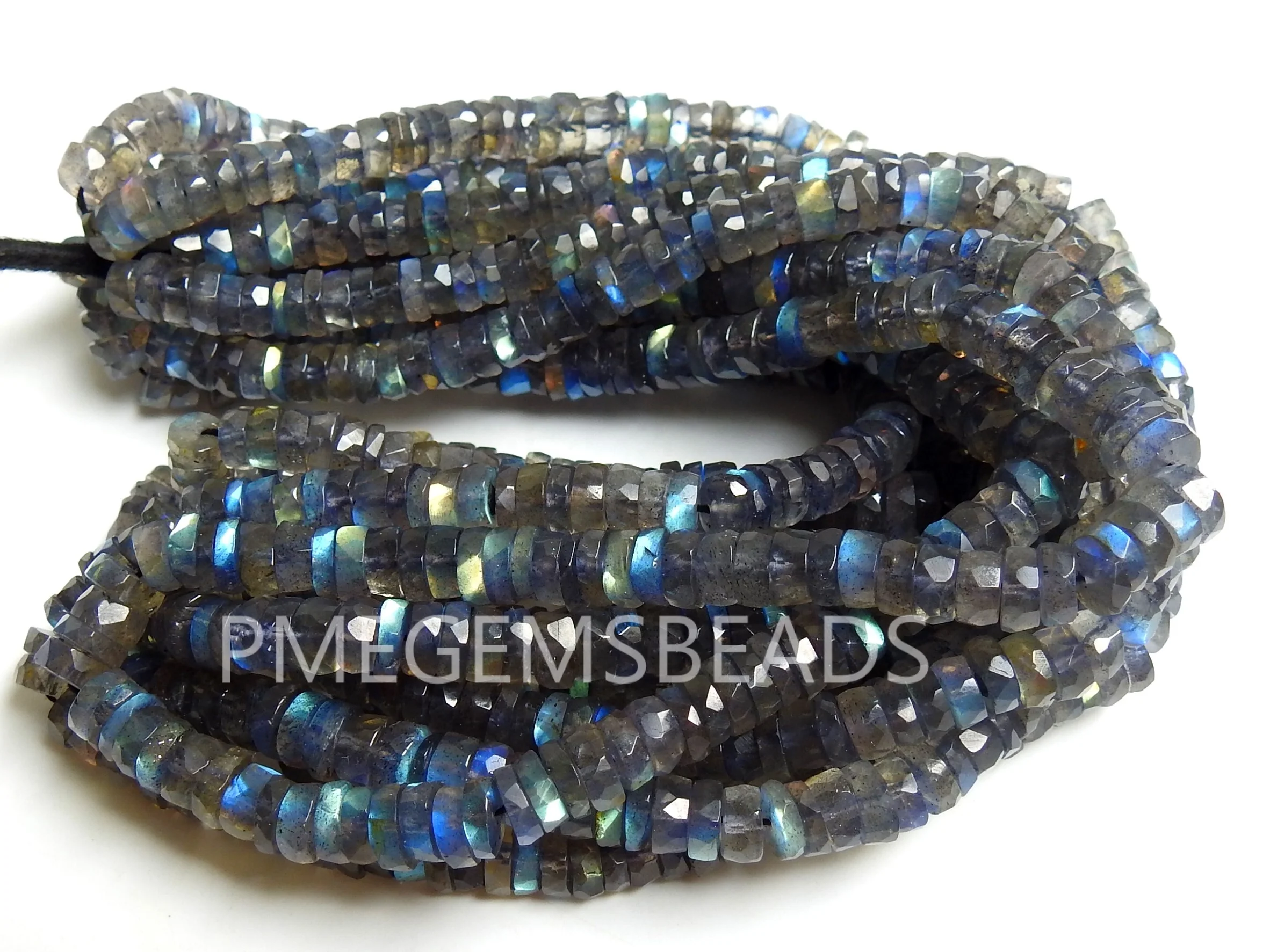 Labradorite Tyre,Coin,Button,Wheel,Bead,Multi Flashy Fire,Faceted,Loose Stone,Necklace,Bracelet 8Inch 6MM Approx 100%Natural