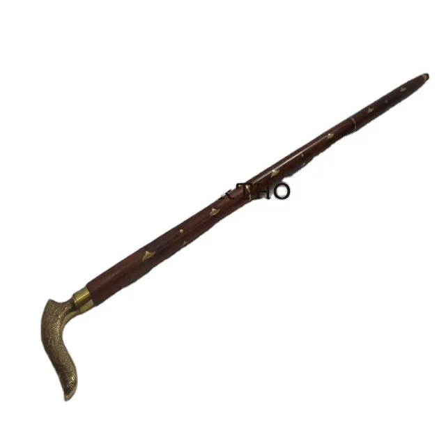 Vintage Wooden Carved Head Walking Stick Cane