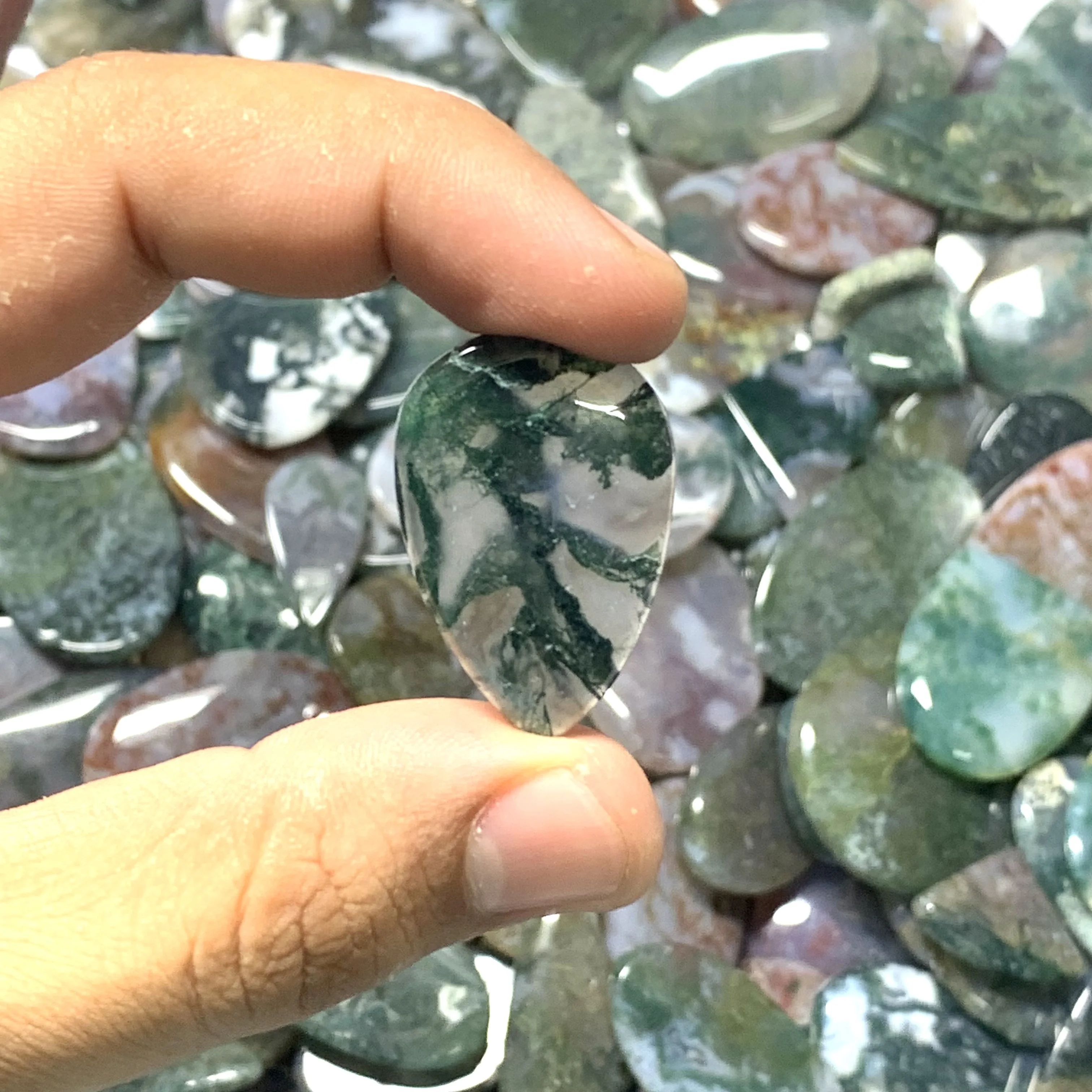 Tree Stone Natural Loose Gemstone Cabochon Moss Agate