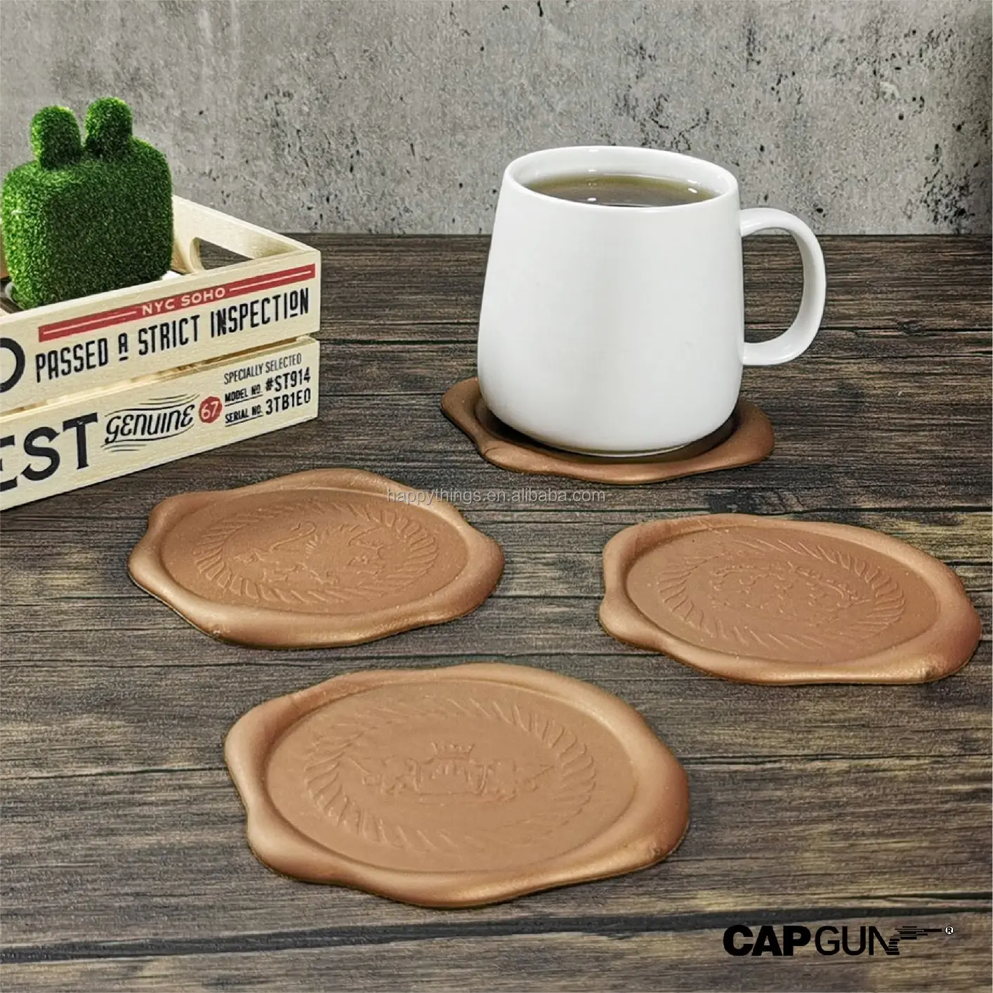 Low MOQ Kitchen gadget Classic Wax Seal Rubber Beer Tea Drinking Cup Coaster