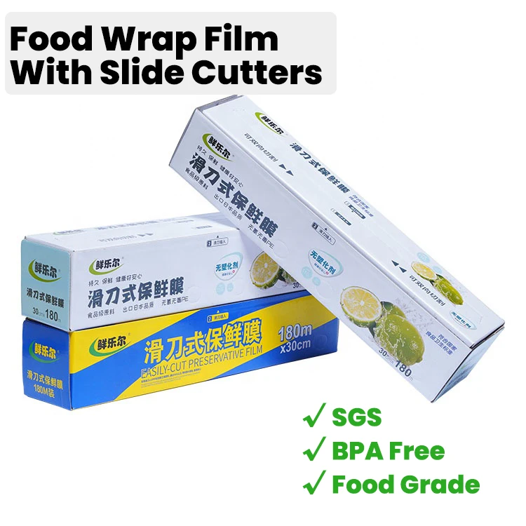 Kitchen Fresh Keeping Vacuum Sealer Saran Wrap Food Grade Cling Film with Slide Cutter