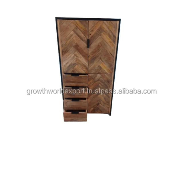Newest Herringbone Wooden Wardrobe Furniture stylish Design 3 door & 4 Drawer storage Affordable Bedroom Room Home Furniture