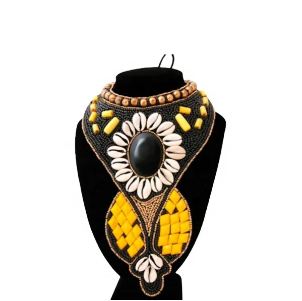 Custom Design High Quality Glass Beads Embroidered African Necklace Girls and Woman Hot Selling Product Alibaba Top Seller