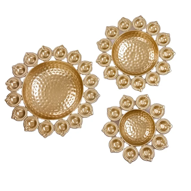 Decorative Metal Urli Diya Pack of 3 With Brass for Interior Home Decor Diwali Largest Manufacture Company