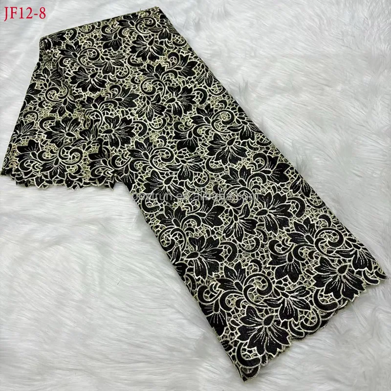 JF12 latest african lace fabric guipure lace fabric  sequins french lace wedding bridal dress for party
