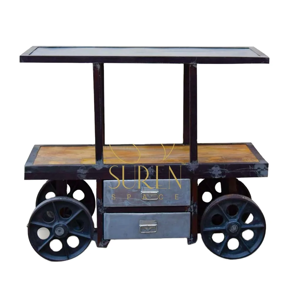 Промышленная чугунная колесо Кухонная Тележка деревянная железная тележка для отеля