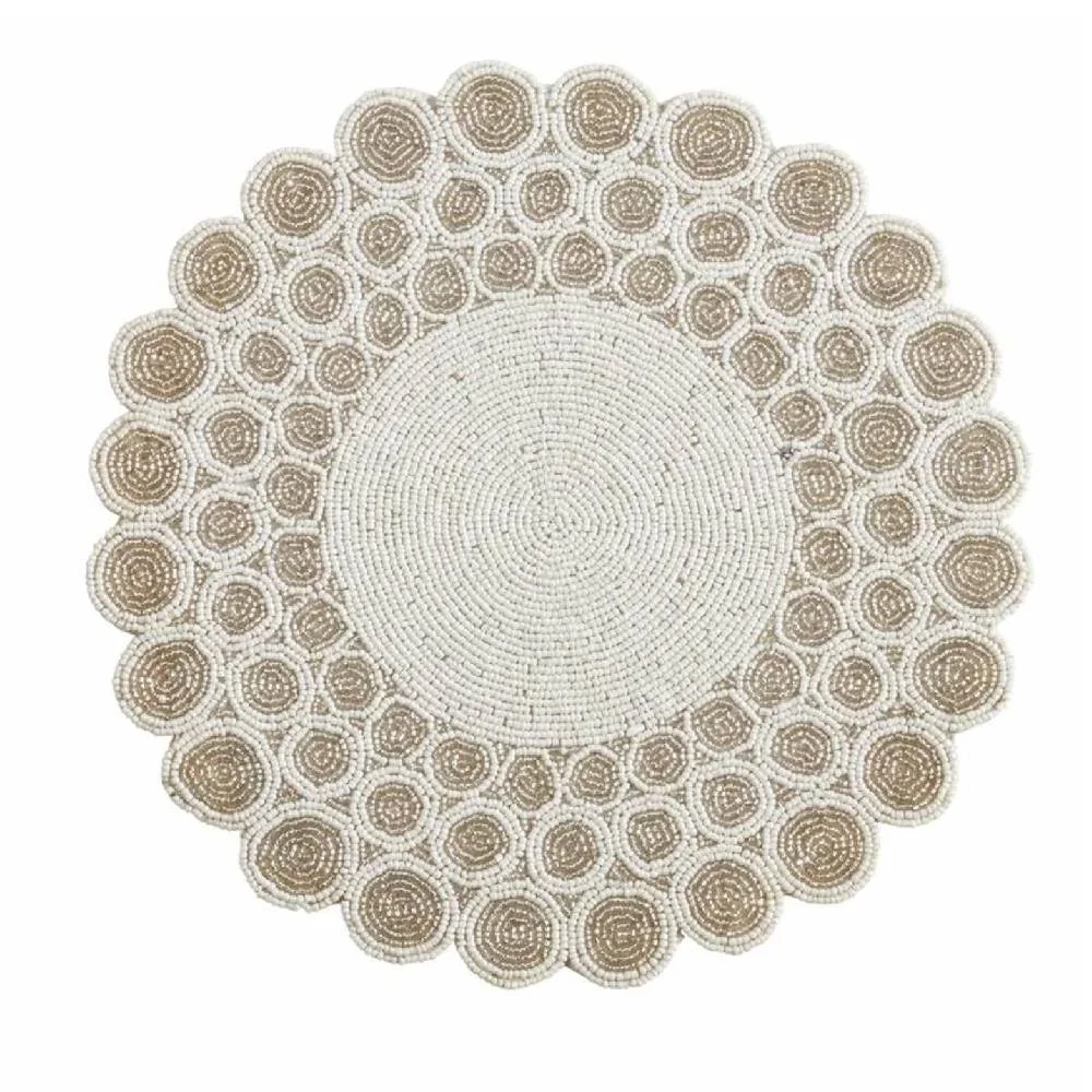 High Quality Round Glass Beaded Place Mats Handmade Glass Beaded Charger Plate Coffee Table Beaded Mat Dinning Table Place Mat