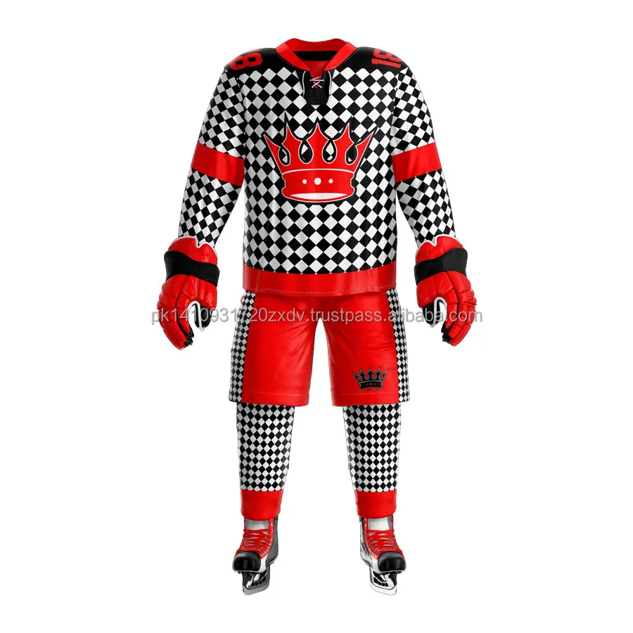 2021 Custom Ice Hockey Uniform Sublimation Team Name Logo High Quality Men Long Ice Hockey Uniform  Dry fit hockey jersey