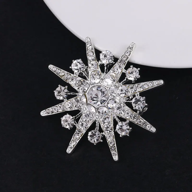 Sparkly Cubic Zirconia Star Brooch Costume Ornament Jewelry Diamond Brooch Pin Custom Art Deco Clothing Decor Accessory Clip Pin