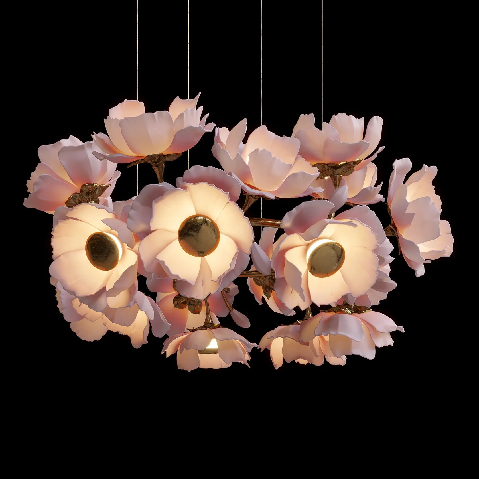 Zhongshan Booming Floral Art Deco Chandelier Ceramic branches flowers Chandelier Light for Wedding Villa Shops Stores