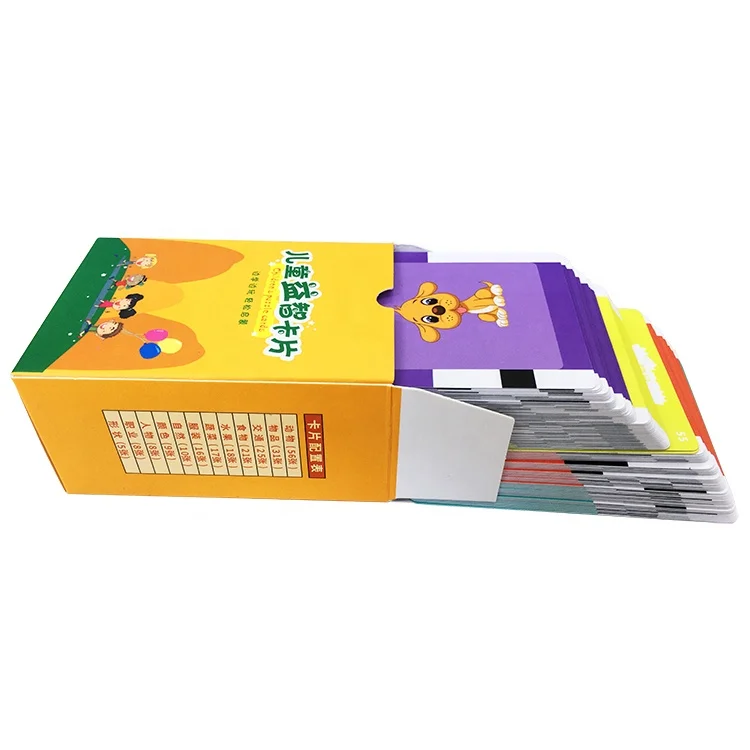 OEM printing factory custom cheap price kids education flash cards 6*9cm cognitive cards with paper box