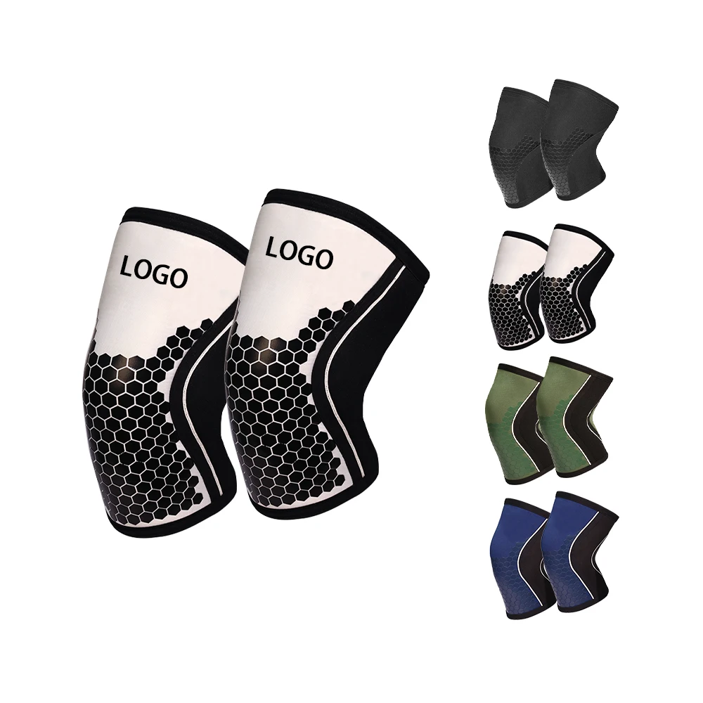 Hot Sale Heavy Duty 7mm Neoprene Weightlifting Knee Pads Non-Slip Knee Support Brace Compression Gym Knee Sleeves Powerlifting