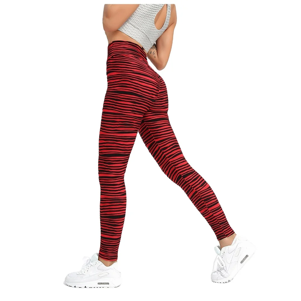 Custom Logo Available OEM Wholesale High Waist Sublimation Fitness Stripe Ladies Tights Pants For Sale Women Yoga Legging