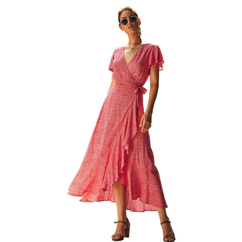 Vestidos Mujer Verano Encanto Luxury Summer Maxi Dress Ladies 2022 Cheap Casual Floral Printing Chiffon Korean Womens Dresses