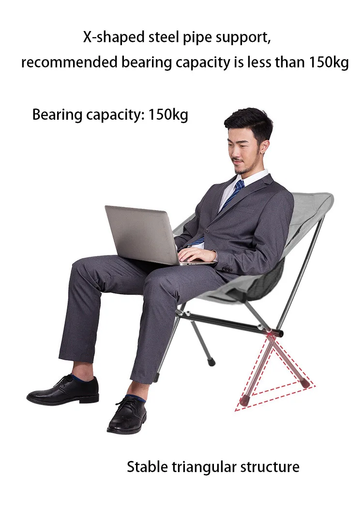 Modern Design Portable Folding Chair for Home Leisure Camping Beach Fishing Picnics Workshops Parks Made of Oxford Fabric