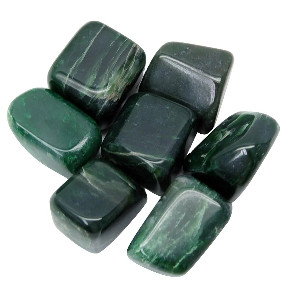 WHOLESALE NATURAL HEALING CRYSTAL GREEN JADE  TUMBLES/PEBBLES :  GEMSTONE HIGH QUALITY GREEN JADE  POLISHED TUMBLED STONE
