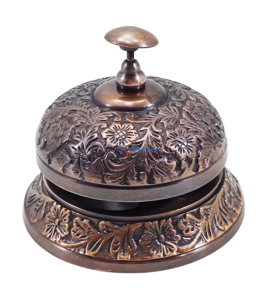 Vintage Hotel Desk Calling Service Reception Bell Christmas Gift Bell Home Decor Brass Copper Antique Office Table Bell