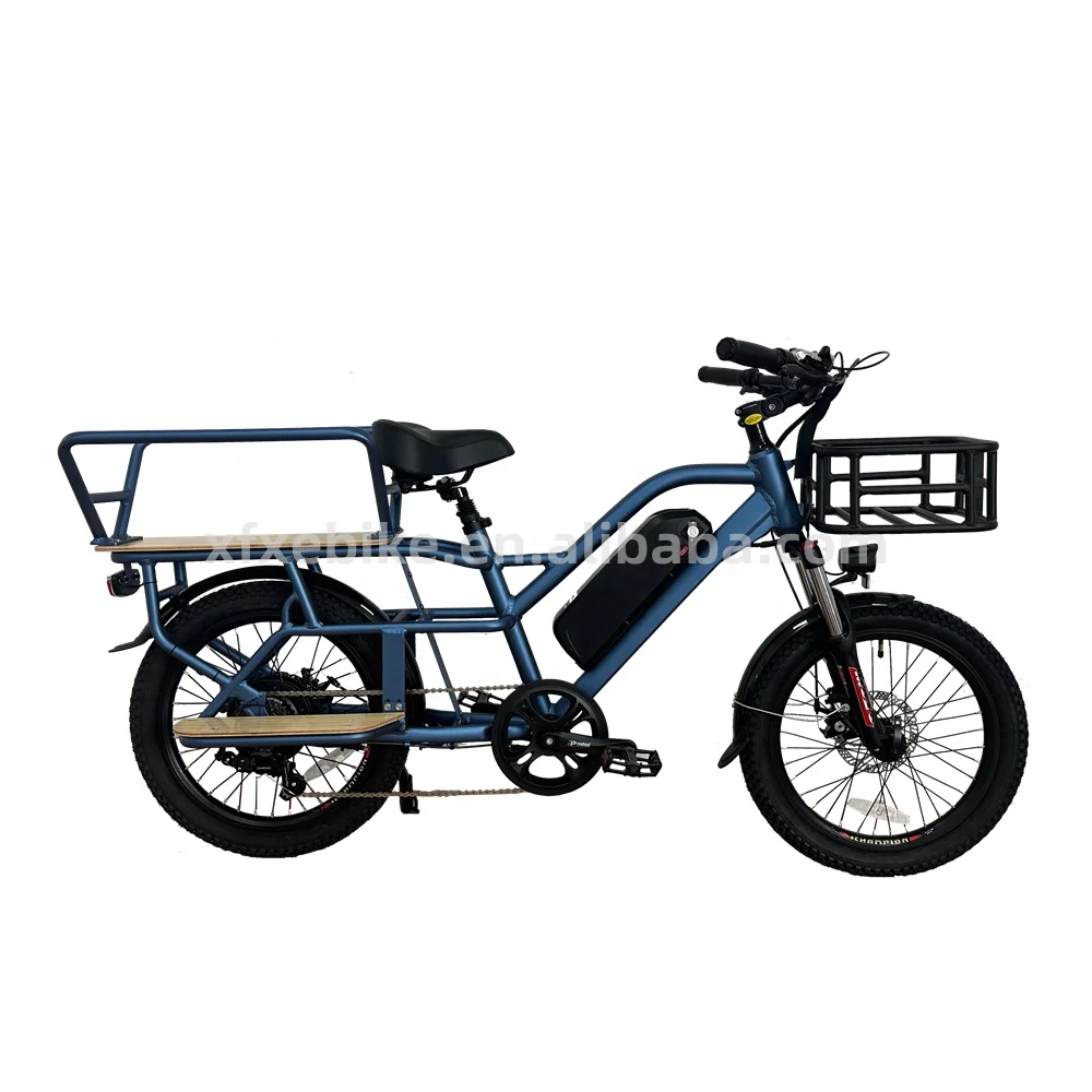 Convenient dual battery Optional long seat 20inch ebike bicycle 250W-500W powerful motor electric cargo bike