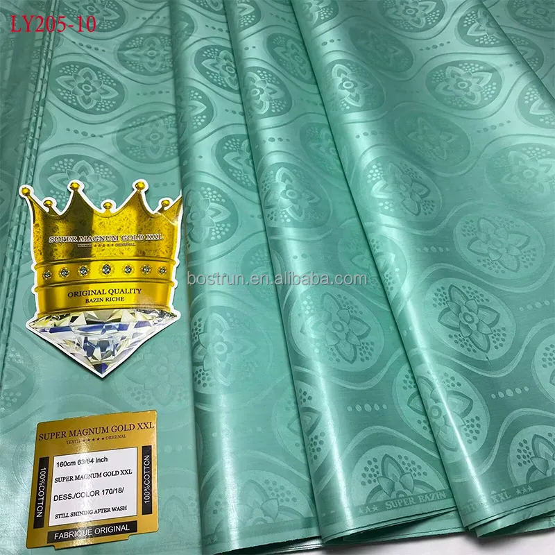 LY205  Original Bazin Riche Fabric Austria Quality Jacquard Guinea Brocade Fabric Cotton Damask Shadda Perfume 5 Meters