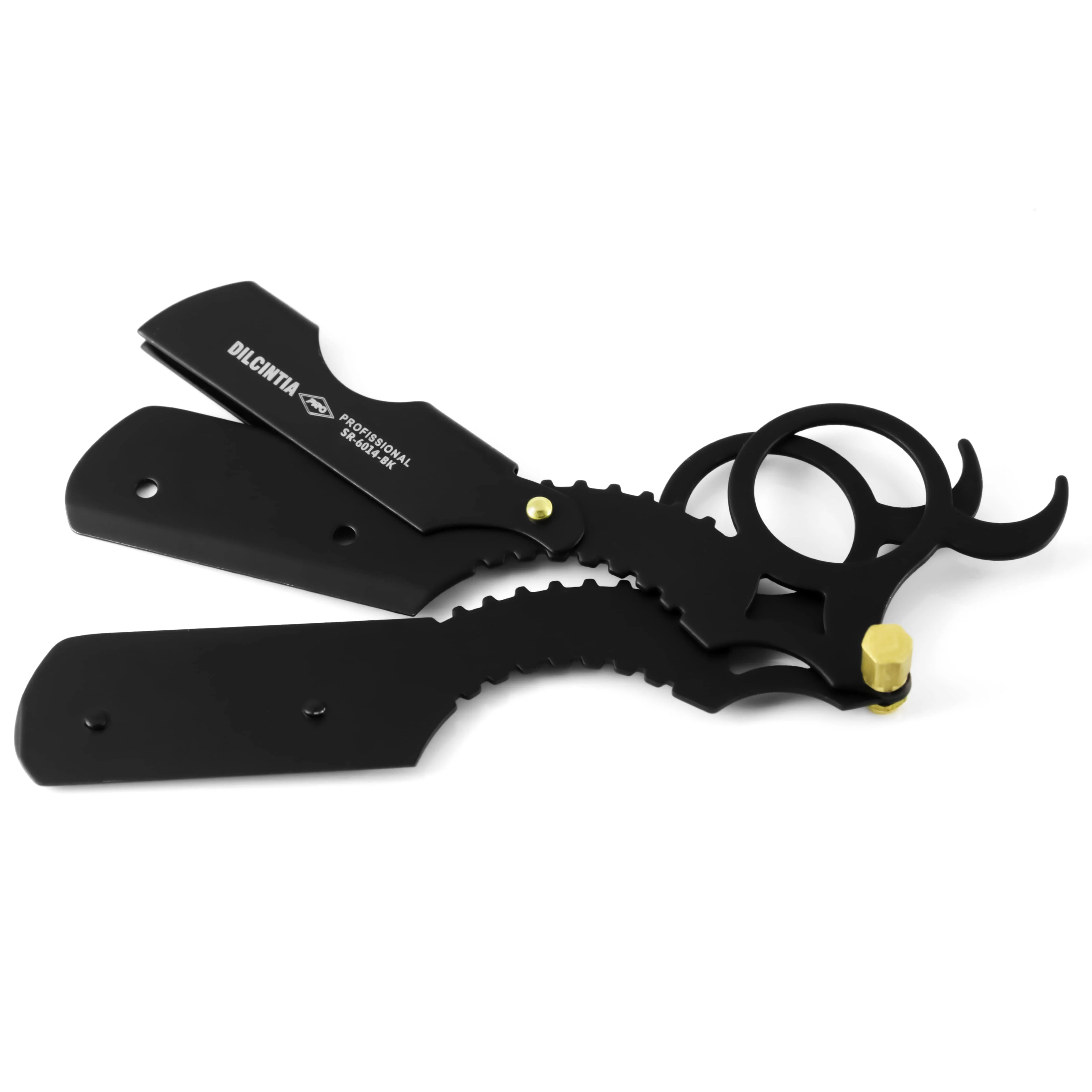 Professional Stainless Steel Black Color Thumb Straight Razor with Customized logo and Packing